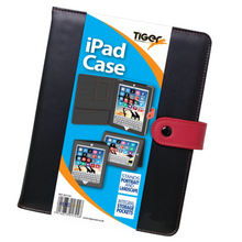 iPad Case A5 Standard Size "Tiger" Black with contrast Red stitching